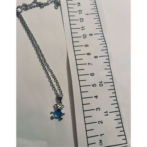 SILVER BLUE BEAR CRYSTAL NECKLACE - Picture 6 of 7
